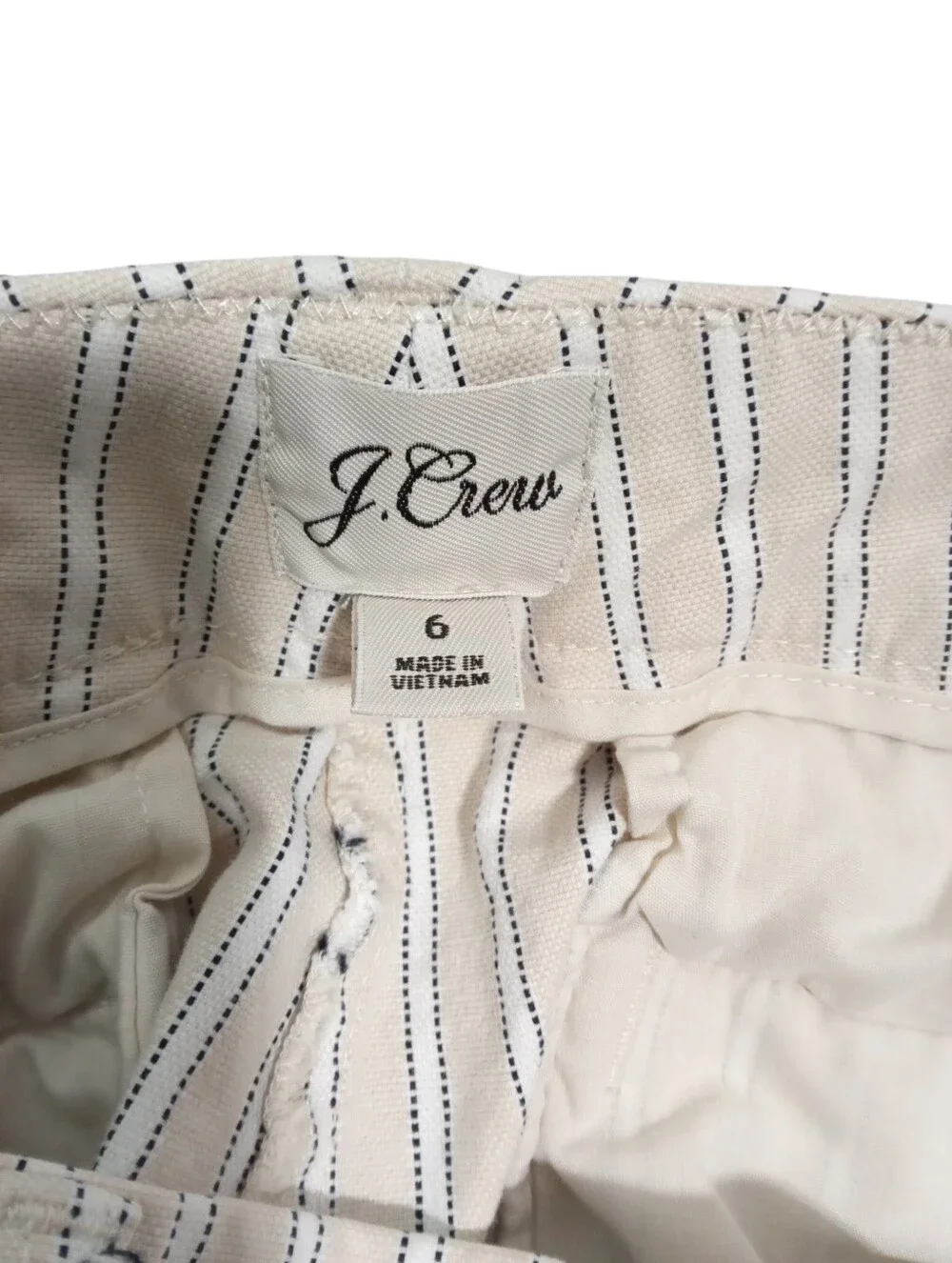 J.Crew Striped Pocket Shorts Beige White Tailored Hook Closure Casual Sz 6